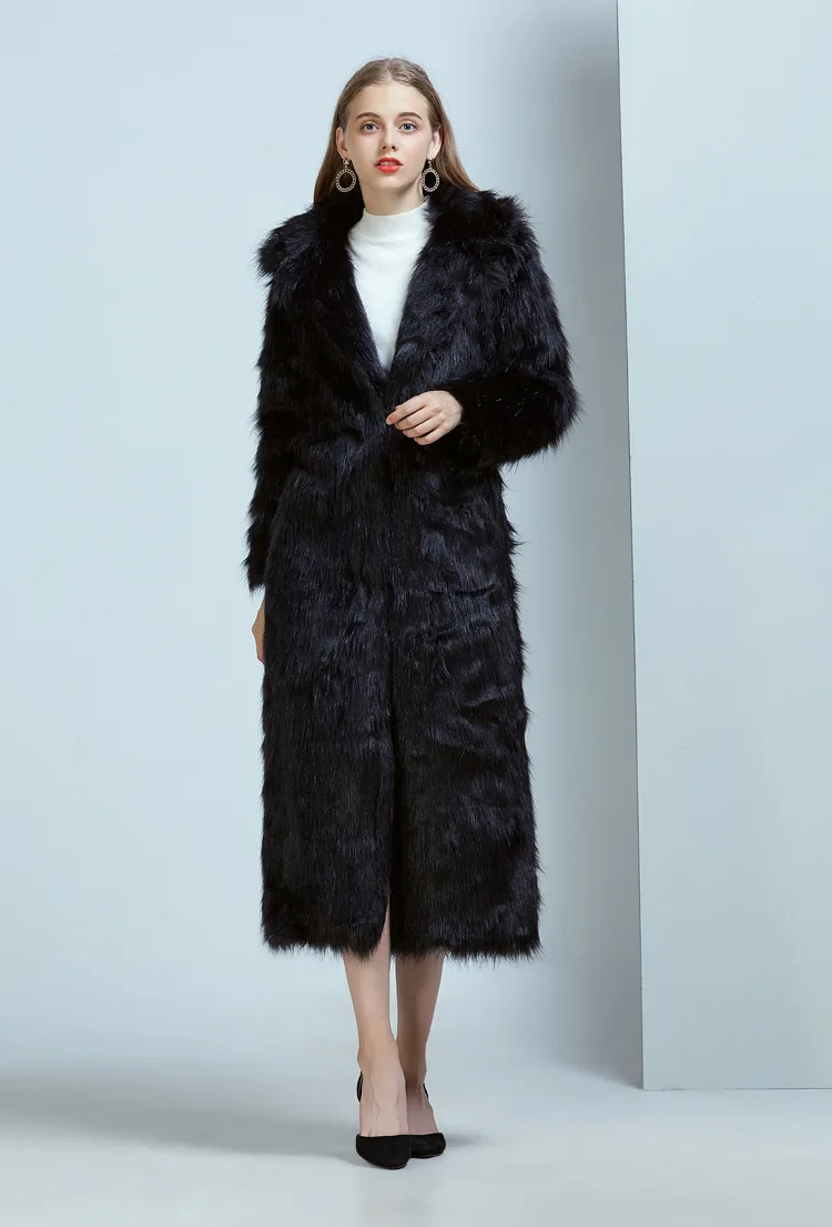 Fur Imitation Fur Fox Fur Super Long Suit Collar Furry Coat Winter Coat Women  Fur Coat Women  Long Fur Coat  Faux Fur Coat