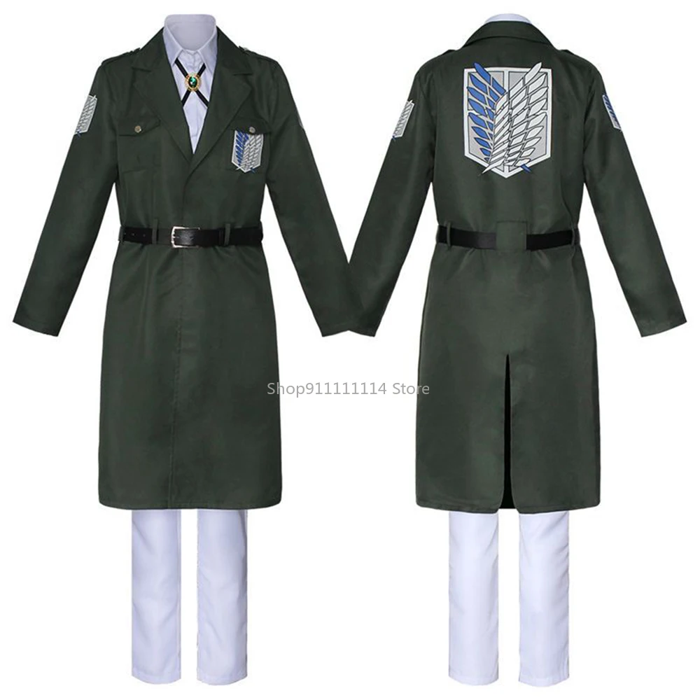 

Attack on Titan Costume Cosplay Shingek No Kyojin Scouting Legion Soldier Coat Eren Levi Trench Jacket Uniform Halloween Outfit