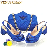 venus chan 2022 high heeled sandals fashion rhinestone sexy nigerian women shoe and bag set for party wedding pumps