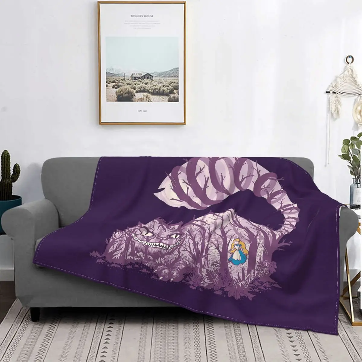 

Фиолетовое одеяло с изображением Чеширского кота, вещи для домашнего декора, качественное фланелевое одеяло, рождественские подарки