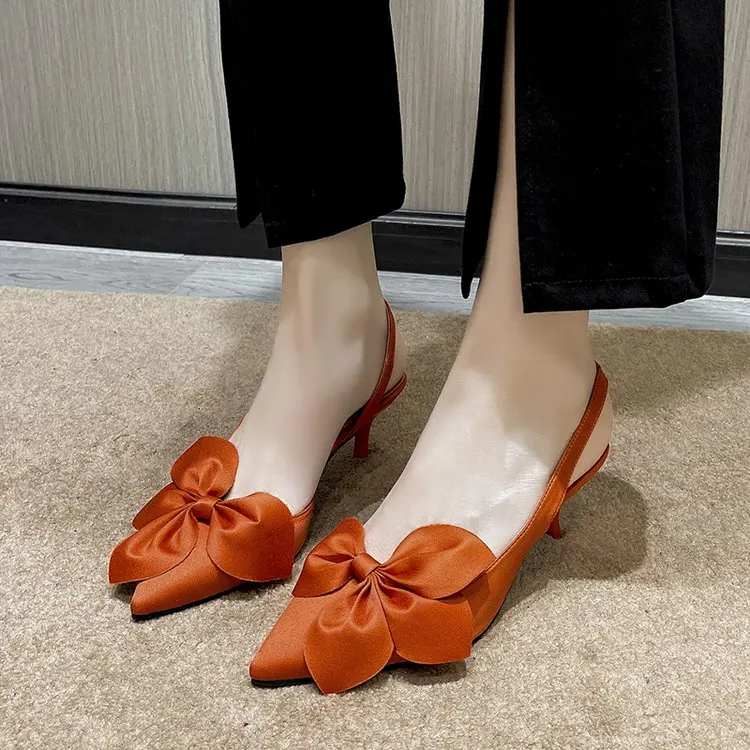 

2022 New Women's Shoes Pointed Toe Shallow Mouth Fashion High Heels Toe Cap Back Strap Stiletto Large Size Sandals 36-42