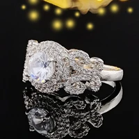 2022 new arrival luxury halo engagement ring for women anniversary gift jewelry wholesale r7348