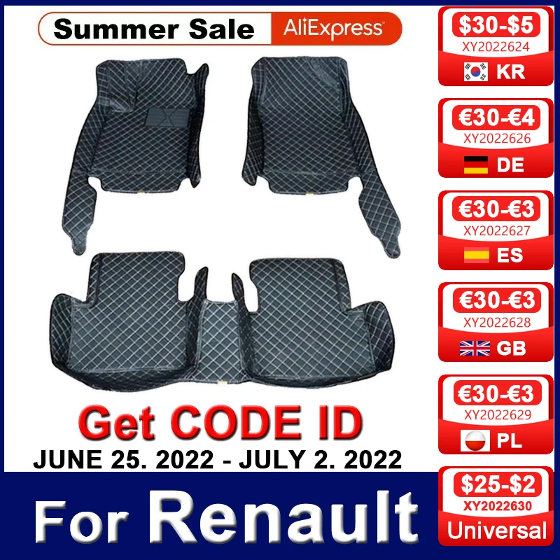 

Автомобильный напольный коврик для RENAULT Scenic Koleos, Laguna, Megane, Captur, Latitude, Logan, Sanddero, Duster, Kadjar, автомобильные аксессуары