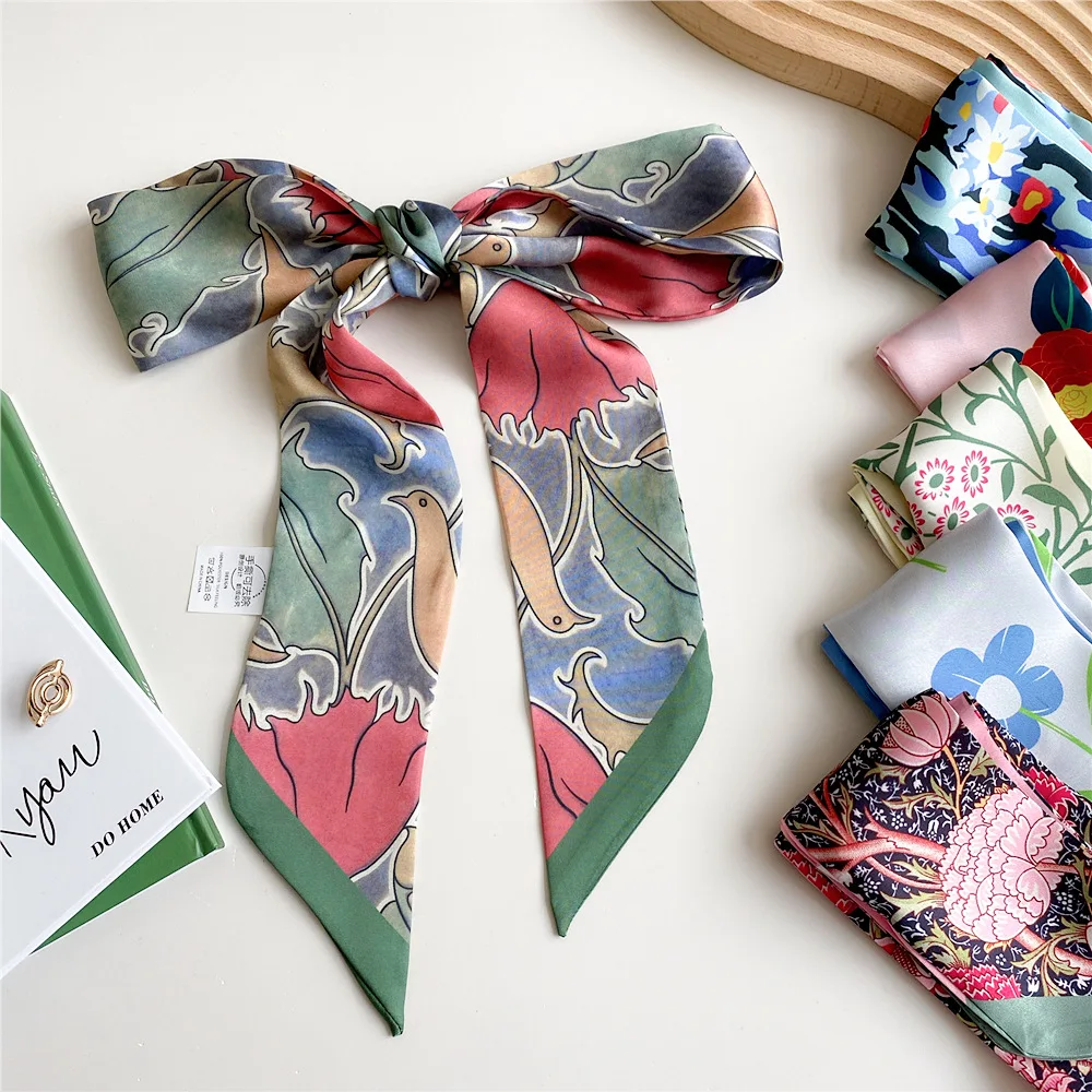 

Длинный шарф 2022, Женская бандана, повязка на голову, Женская шаль, модный шейный платок, роскошный брендовый Шелковый шейный платок для офис...