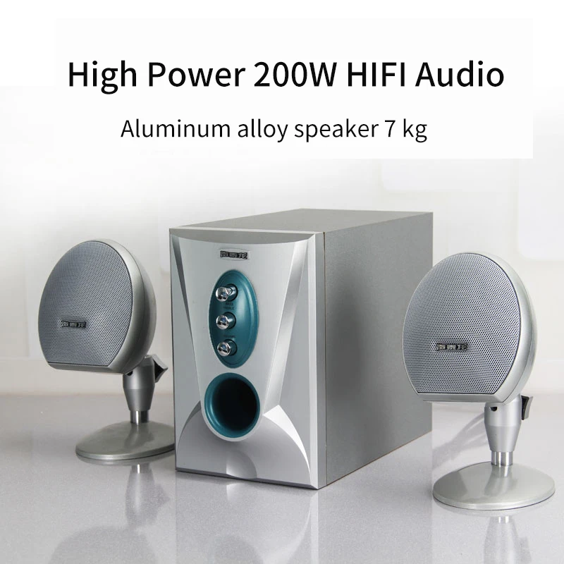 

200 Вт 2,1 каналов Hifi активный динамик Мультимедийный Домашний кинотеатр супер сабвуфер домашний аудио компьютер алюминиевые динамики набор 6Ω