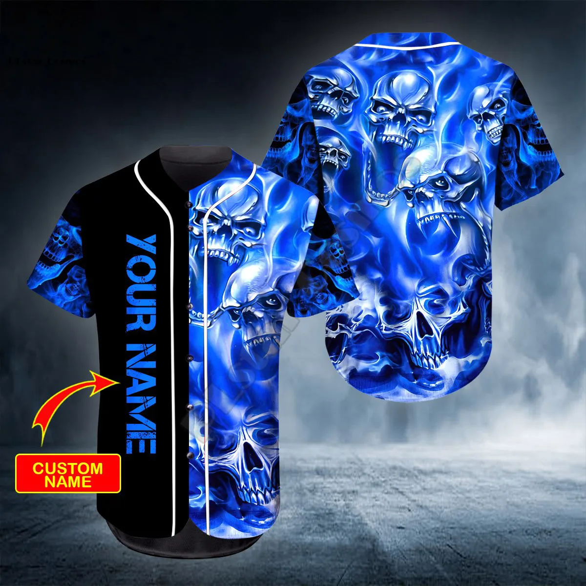 Baseball Jersey Shirt All Over 3d Printed Fire Rock Personalized You Name Skul Baseball Shirt hip hop Tops Love Skull Gift