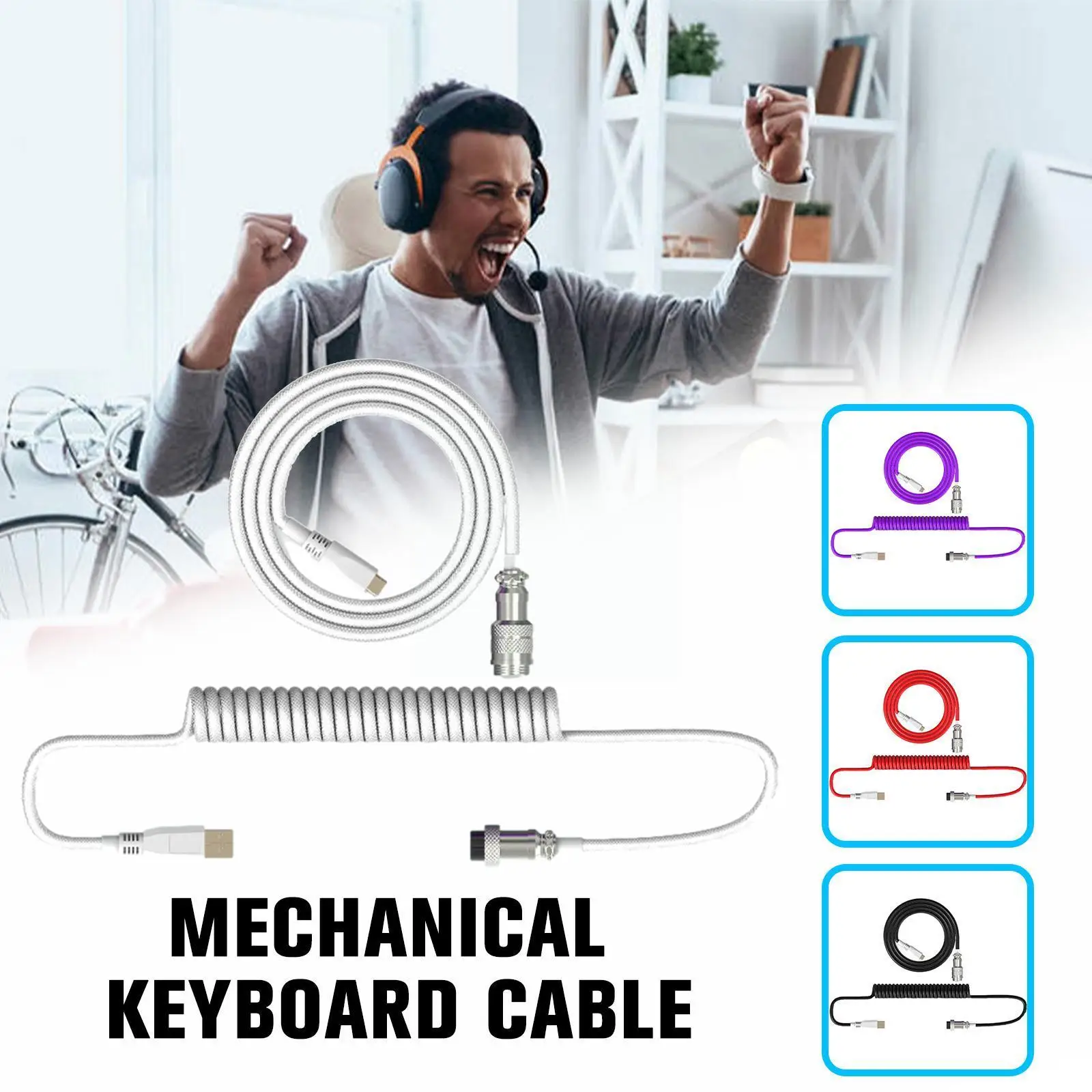 

Type-C Detachable Game Mechanical Keyboard Cable Plug-in Stretch Plug Cable Cable Interface Metal Data Customized Z0K4