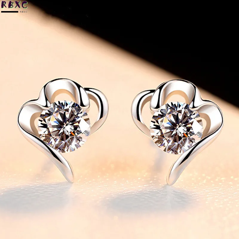 

S925 Sterling Silver Heart-shaped Earrings New Korean Version Small Cute Earrings Personalized Earrings