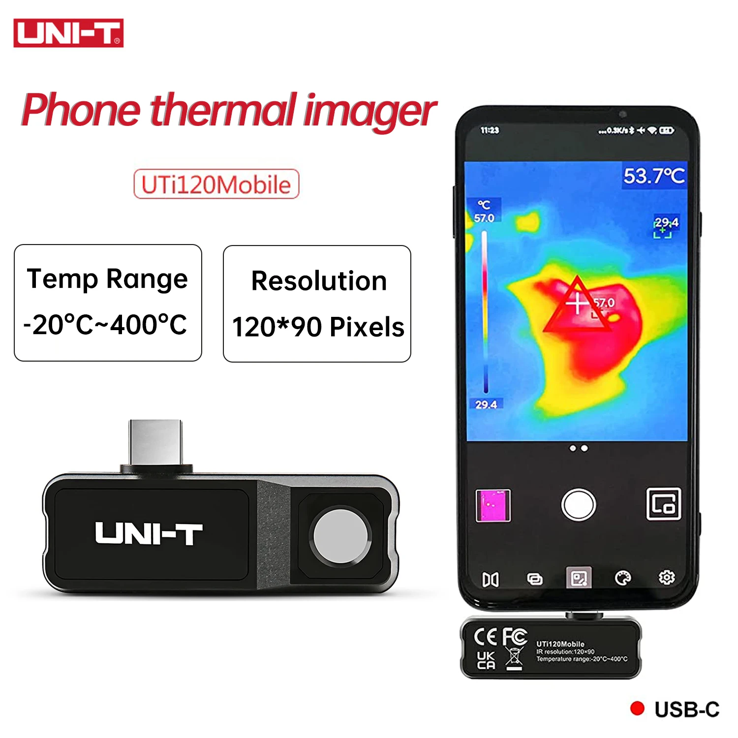 

Фотографический тепловизор UNI-T, Инфракрасный Тепловизор UTi120 Mobile/UTi260M PCB, инструмент для измерения температуры, 120x90 пикселей, термографическ...