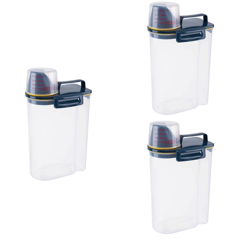 

3X Powder Storage Box Plastic Kitchen Rice Storage Bin Rice Grains Container Laundry Powder Detergent Case
