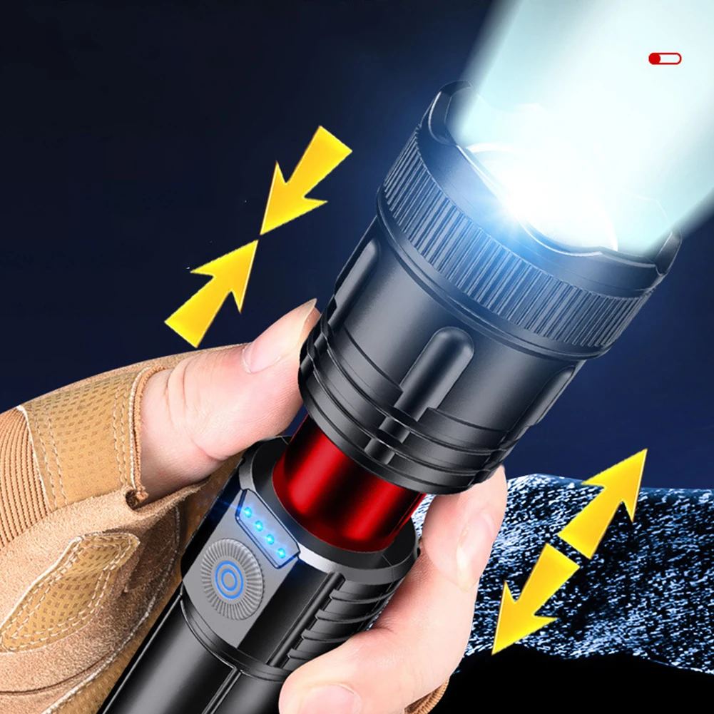 500LM Компактный фонарик для кемпинга с дисплеем мощности светодиодный фонарь тип C