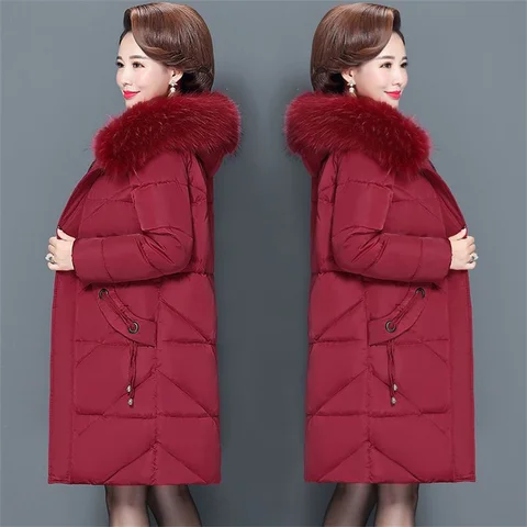 Женская зимняя куртка с меховым воротником, Женская куртка, тонкая длинная куртка с хлопковой подкладкой, верхняя одежда, зимнее пальто, парка большого размера 6XL
