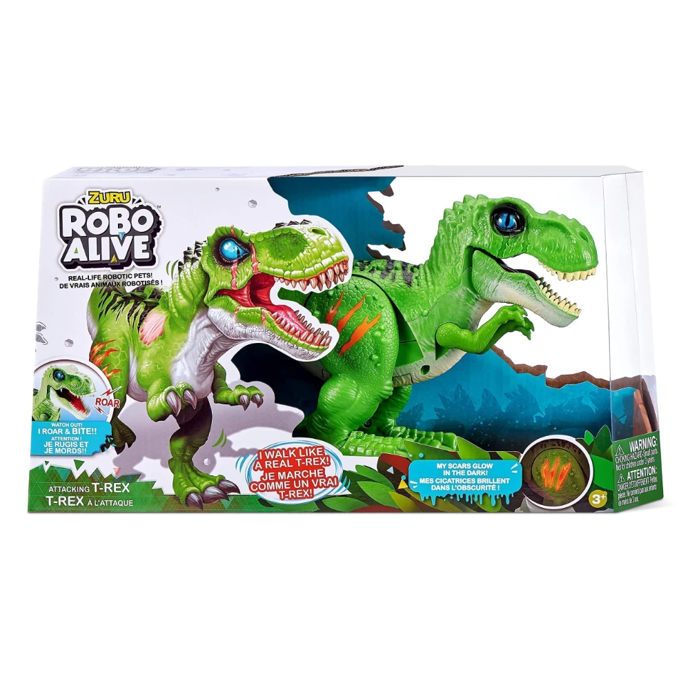 

In Stock Zuru 32CM Dinosaur Model Robo Alive Attacking T-Rex Battery-Powered Robotic Toy Toys for Boys Gift