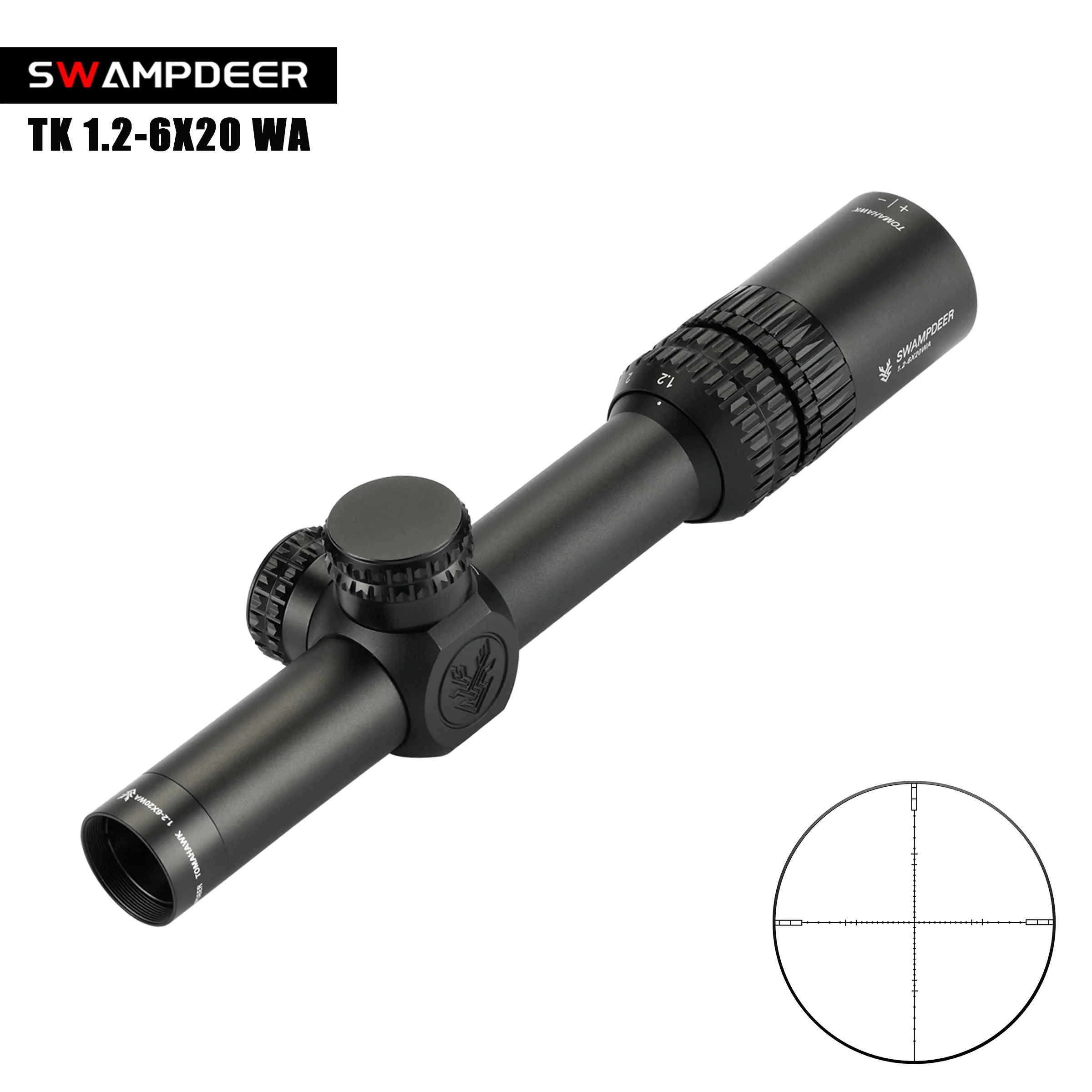 

SWAMP DEER TK 1.2-6X20WA Tactical Hunting Airsoft Optical Scope 1-6x Adjustable Compact Quick Aim Ar 15 Scope Hunting