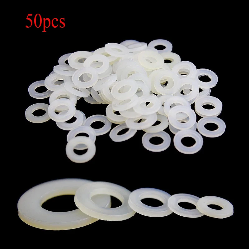 50 pcs Plastic Nylon Flat Washer Rubber Insulation Plane Spacer Seals Gasket For Screws Bolts M3-M20