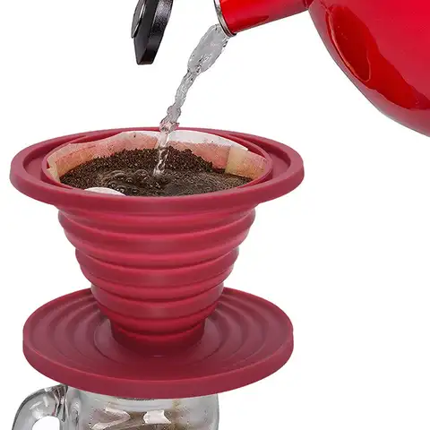 Складной силиконовый фильтр для кофейной капельницы, сменная многоразовая простая конусная капельная чашка, воронка для приготовления коф...