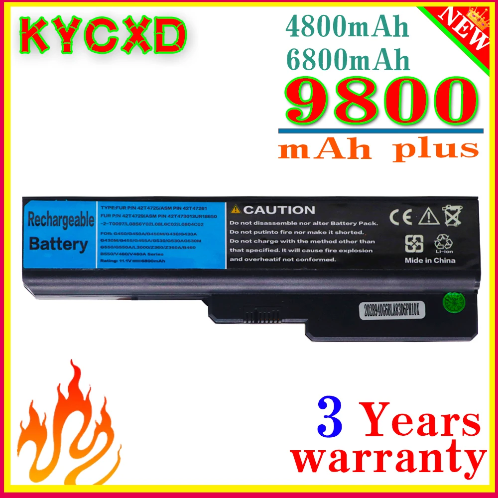 Аккумулятор для ноутбука KYCXD Lenovo 3000 N500 B550 G450 G530 G550 IdeaPad B460 G430 G555 G455 V460 V460A Z360 V460A-IFI 4152
