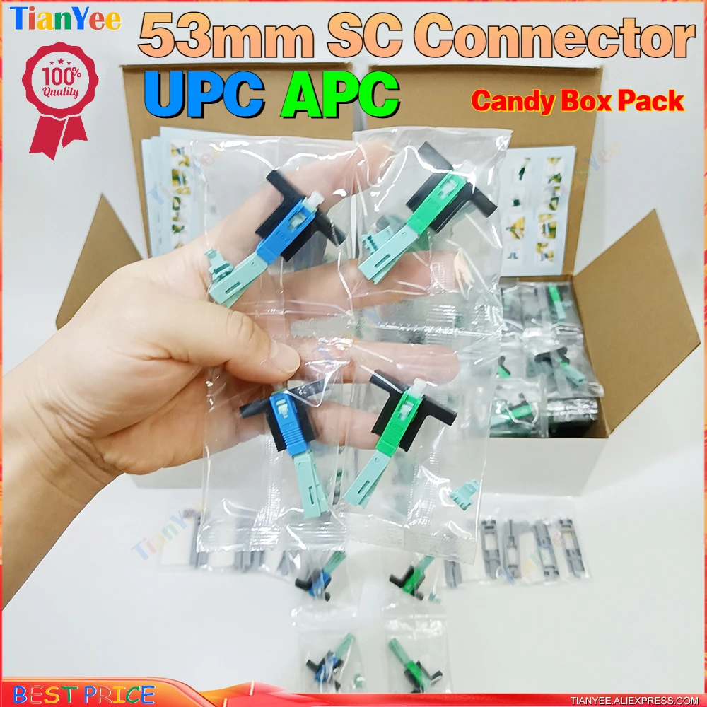 TianYee оригинальный 53 мм SC/APC SC/UPC SM одномодовый оптический соединитель FTTH SC UPC Волоконно-оптический быстроразъемный блок в упаковке
