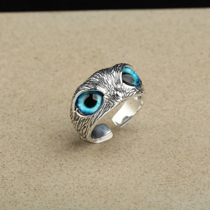 

Оригинальный нишевой дизайн, кольцо в стиле старой совы, крутой стиль ins, высококачественный черный, модный, регулируемый для мужчин и женщи...