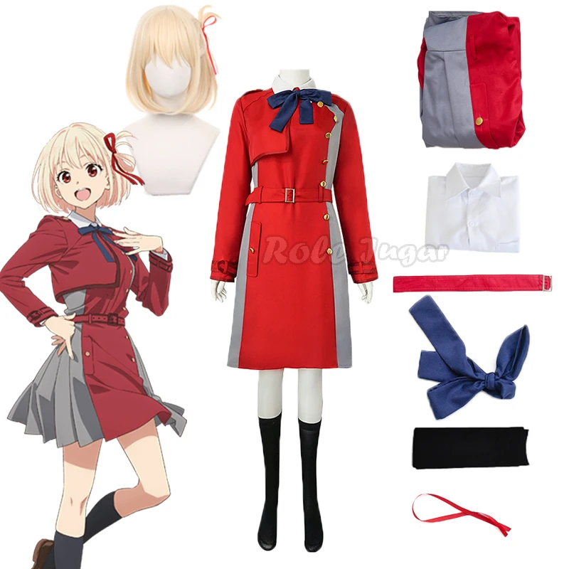 

Nishikigi Chisato Inoue Takina Cosplay Costume Anime Lycoris Recoil Cosplay Red Blue Dress Uniform Halloween Party Girls Women