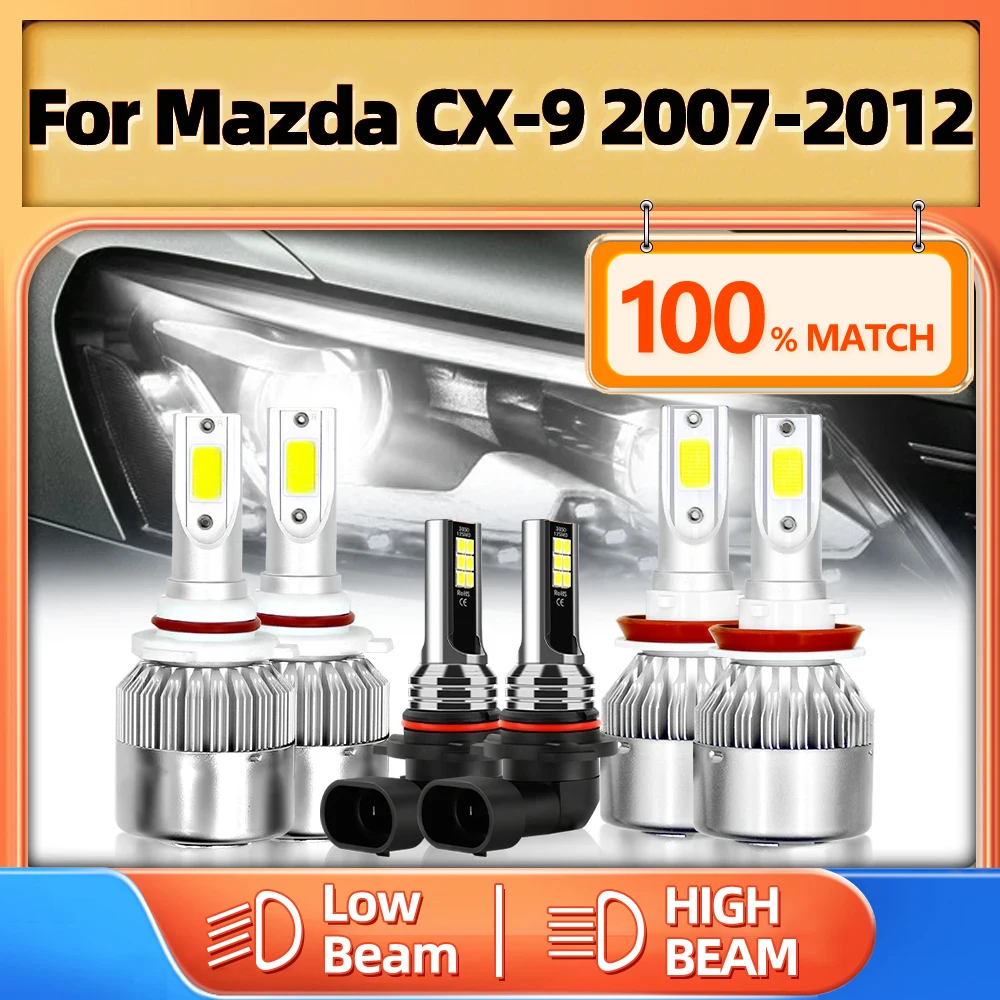 

60000LM LED Headlight H11 HB3 9005 Turbo Lamp CSP Chips 6000K White Car Fog Light For Mazda CX-9 2007 2008 2009 2010 2011 2012