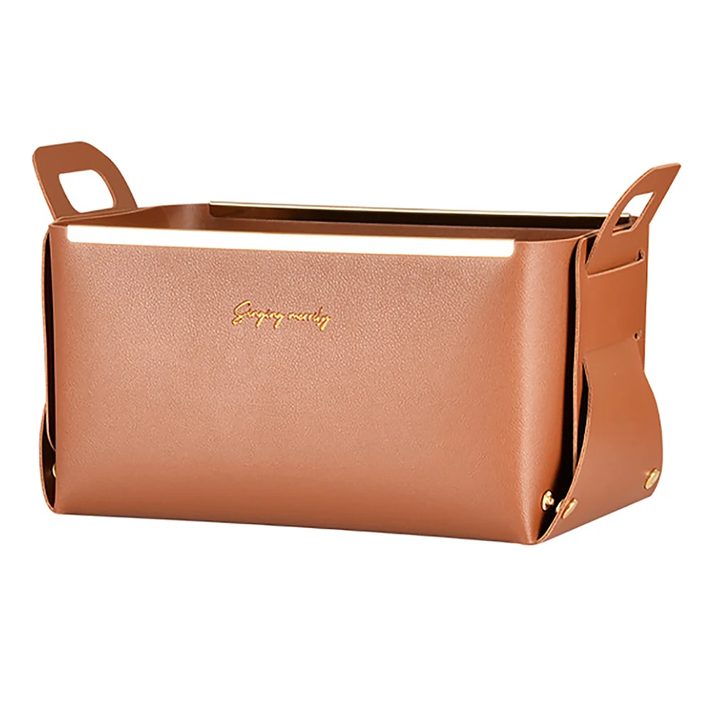 

Leather Desktop Large Storage Box Living Room Bedroom Sundries Key Plate Decoration Dice Tray Coins PU Folding Storage-A