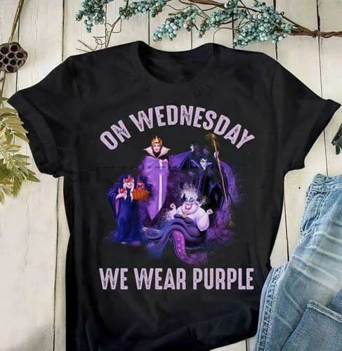 

Villain On Wednesday We Wear Purple Ladies Shirt Gift Printed In Us
