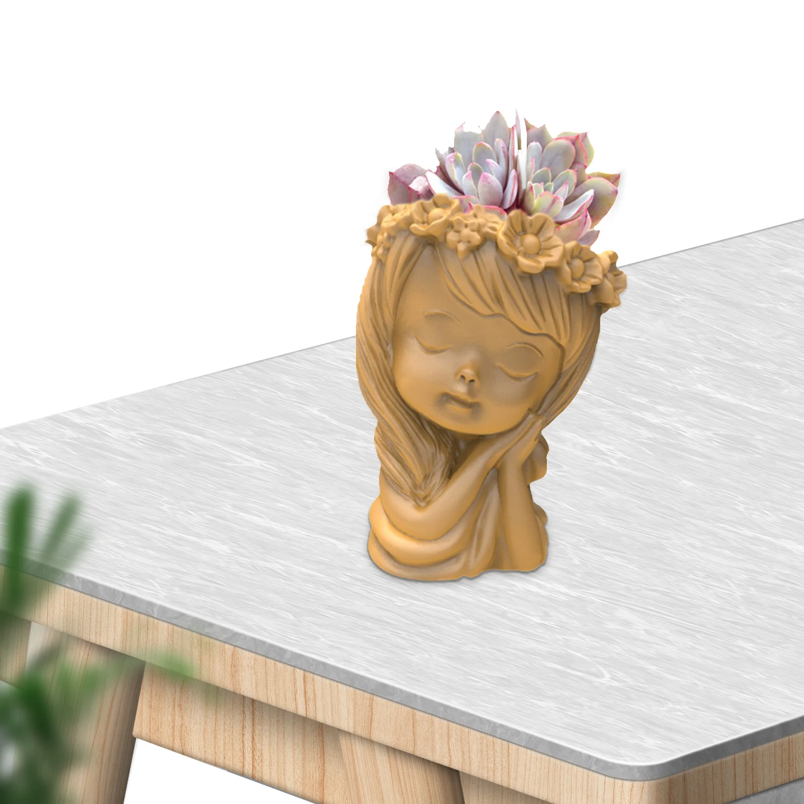 

Planter Mold Wreath Girl Silicone Plant Pots Molds DIY Concrete Molds Handmade Crafts Portrait Sculpture Home Garden Succulent