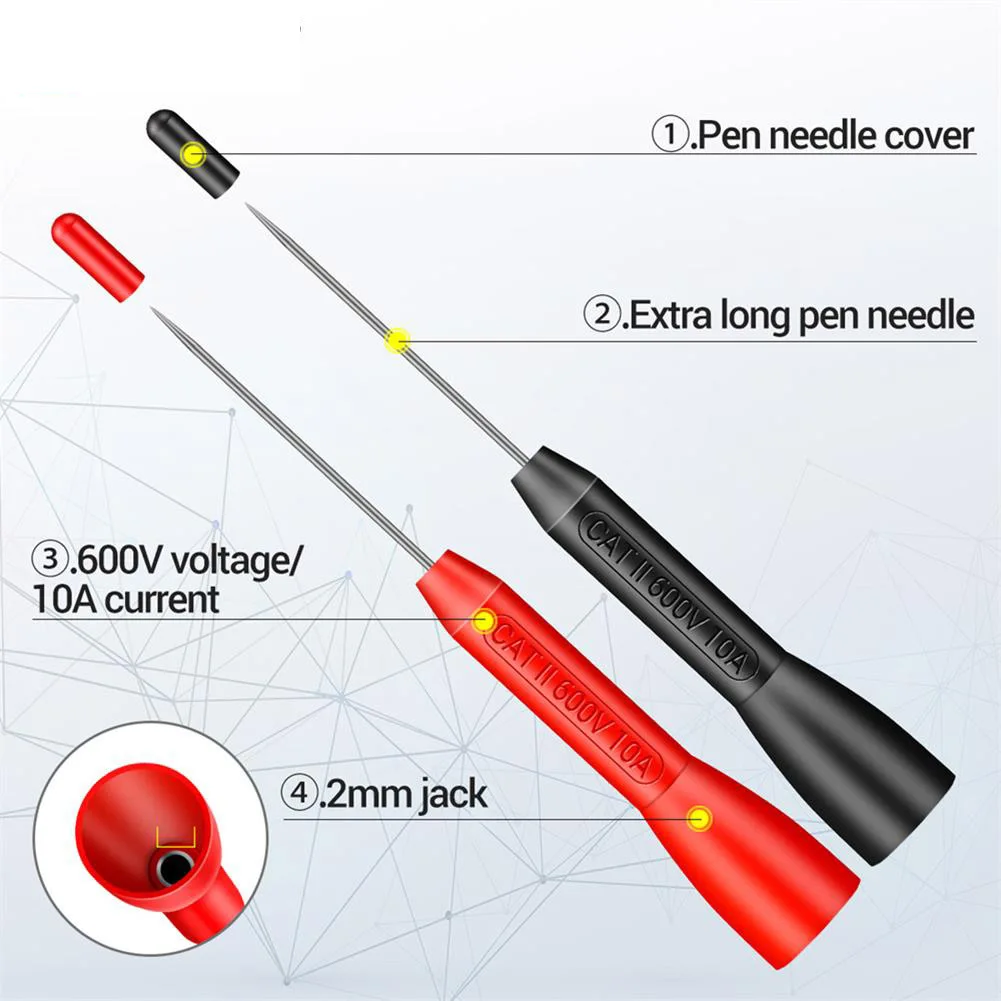 

2Pcs Multimeter Test Needles Insulation Piercing Needle Pin Non-destructive Multimeter Test Probes 10A 2-Pack 84.3mm