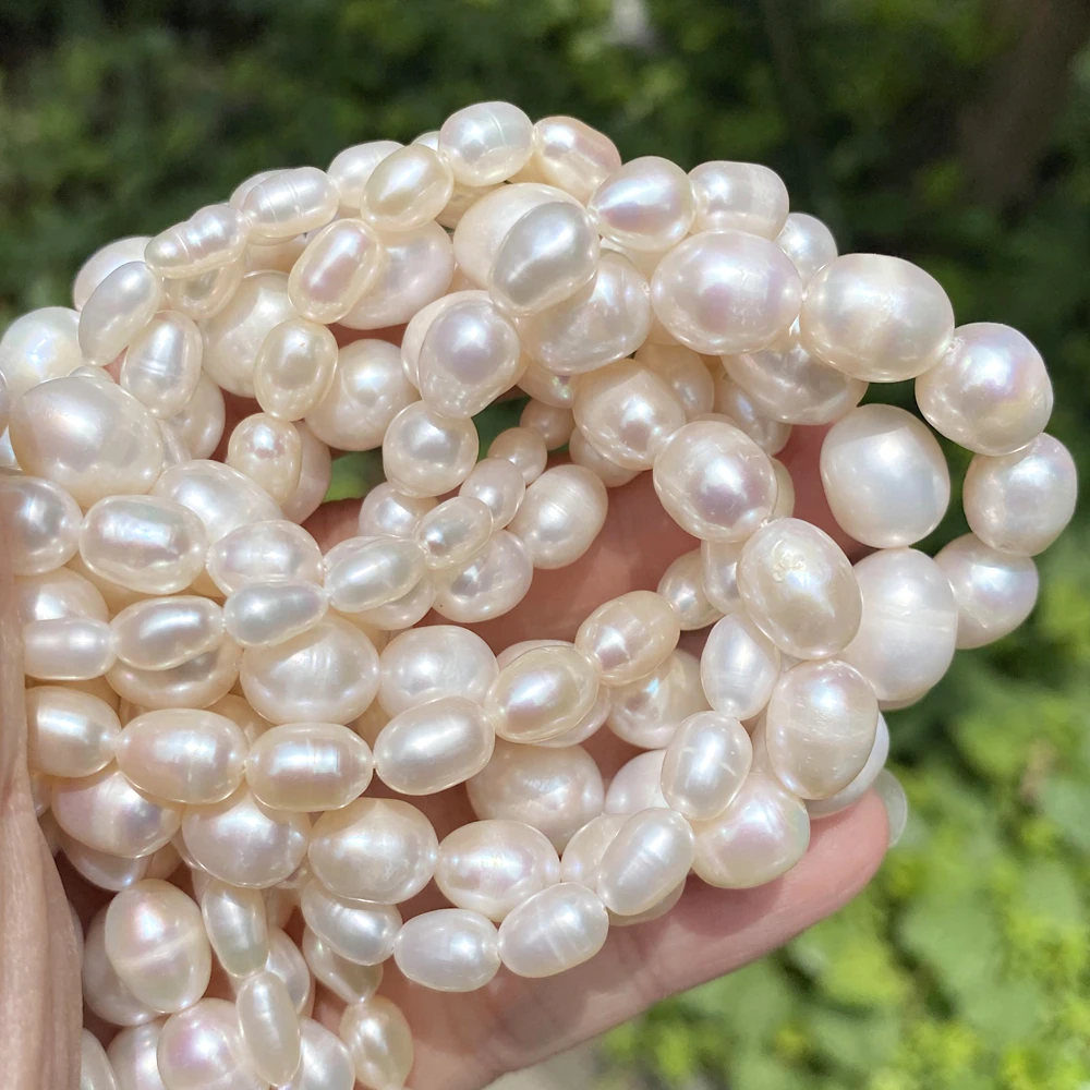 

Natural Freshwater Pearl Rice Shape Beads High Quality Punch Loose Beads for Jewelry Making DIY Necklace Bracelet