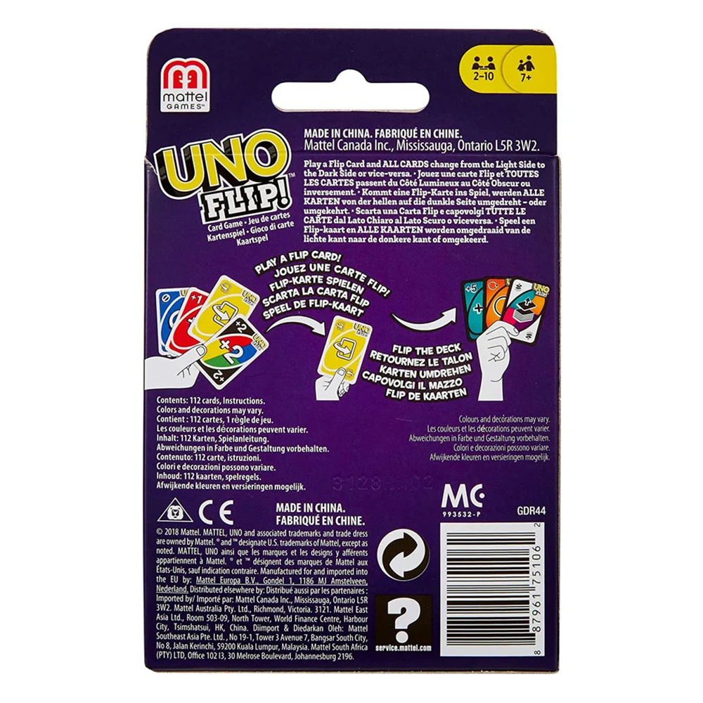UNO FLIP! Games Family Funny Entertainment Board Game Fun Playing Cards Kids Toys Gift Box uno Card Children birthday gifts |