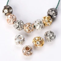 10pcs round shape 10mm 12mm crystal ball hollow metal loose spacer beads for jewelry making diy crafts findings