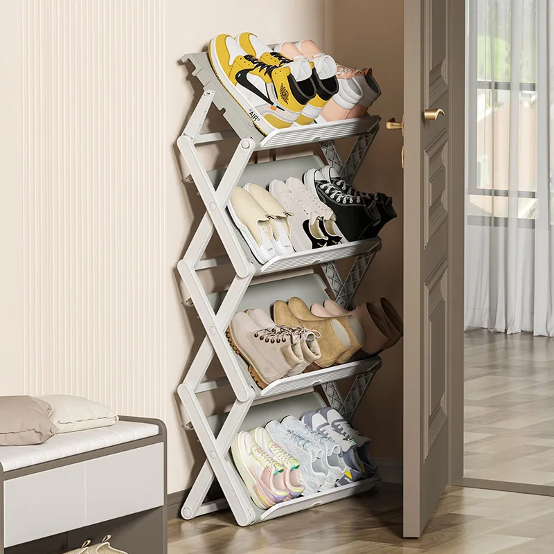 

Multi-Layer Space Saving Simple Shoe Rack Dormitory Multi-Functional Storage Shelf Folding Shoe Cabinet At Home Door