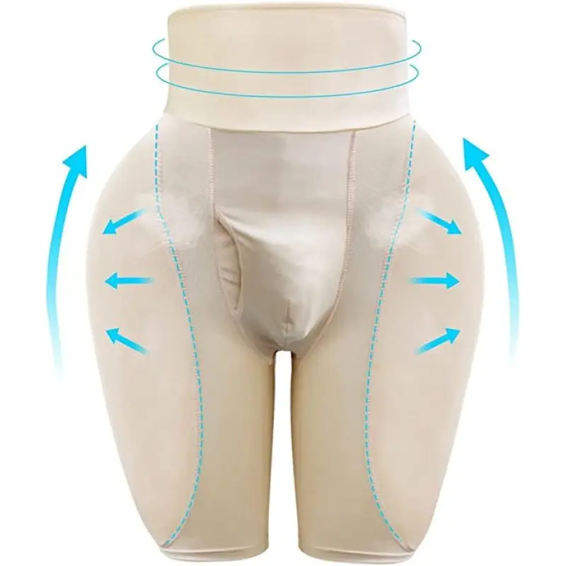 Men Padded Underwear Thigh Control Hip Enhancer Shapewear Shorts High Waist Slimming Body Shaper Boxer Brief S-6XL