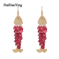 sequins handmade fish shaped womens earrings exaggerated animal ethnic style earrings luxury jewelry fashion statement