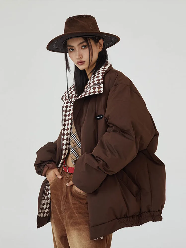 

2022 Winter Down Cotton Jacket Women Zipper Loose Padded Coat Female Solid Thickening Warm Puffer Parkas Jackets Black White