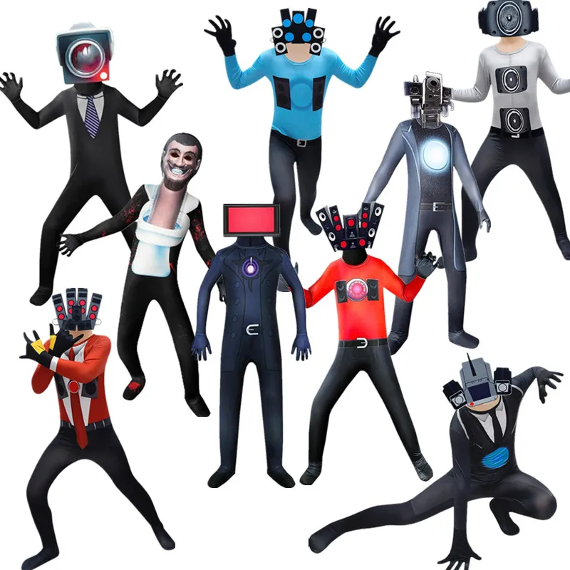 Skibidi унитаз ТВ мужская игра косплей костюм модель унитаза Vs аудио и камера