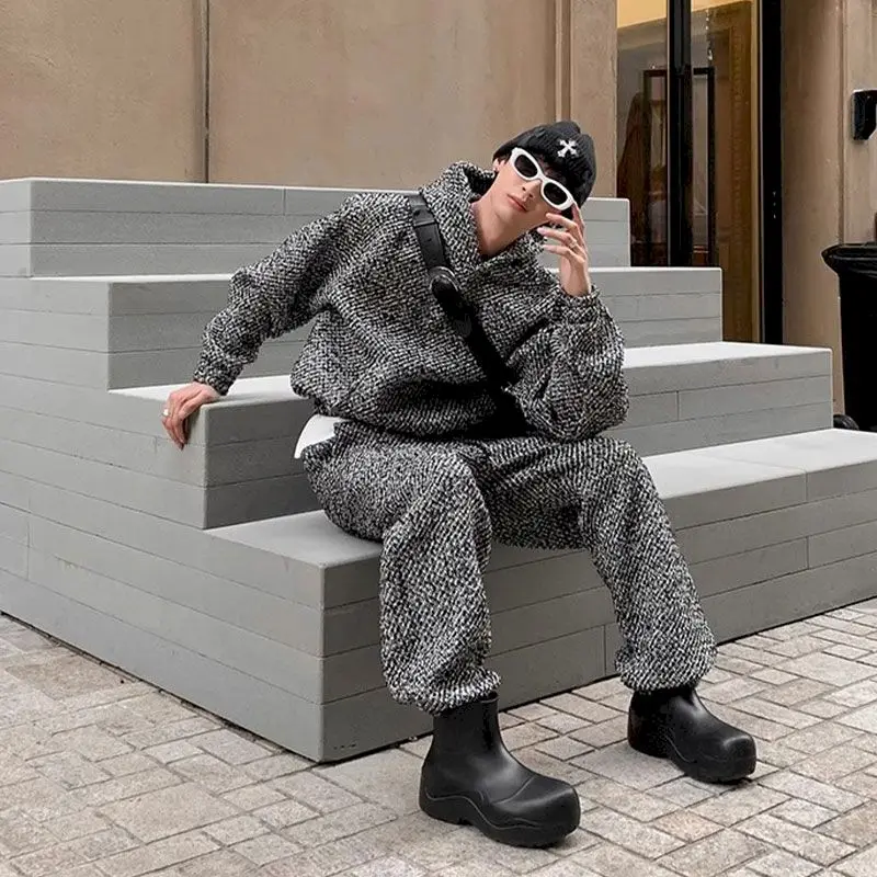 Свитшот с капюшоном и прямые брюки Y2k K Pop