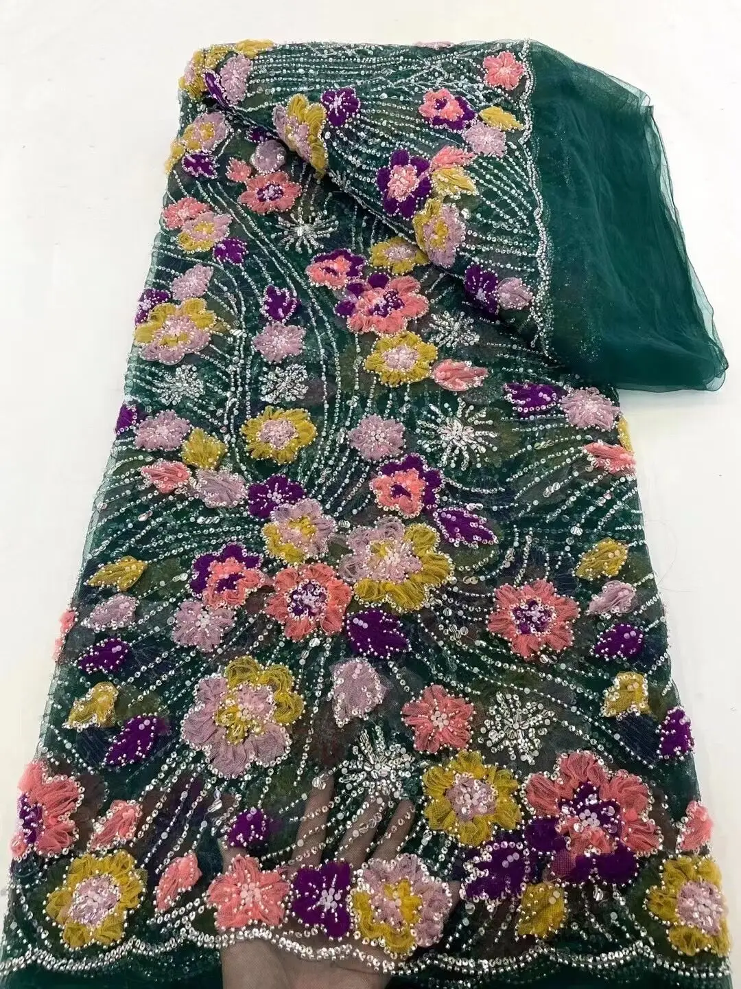 

Высококачественная африканская Тюлевая кружевная ткань с искусственными бусинами, блестками, вышивкой, французское Сетчатое кружево для детской свадьбы