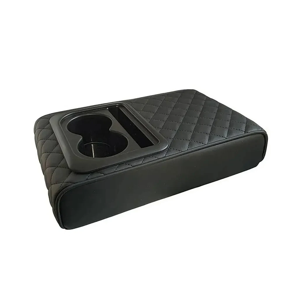 

Подушка-подлокотник Для Автомобиля С 2 Подстаканниками, Портативная, Из Искусственной Кожи, Универсальная