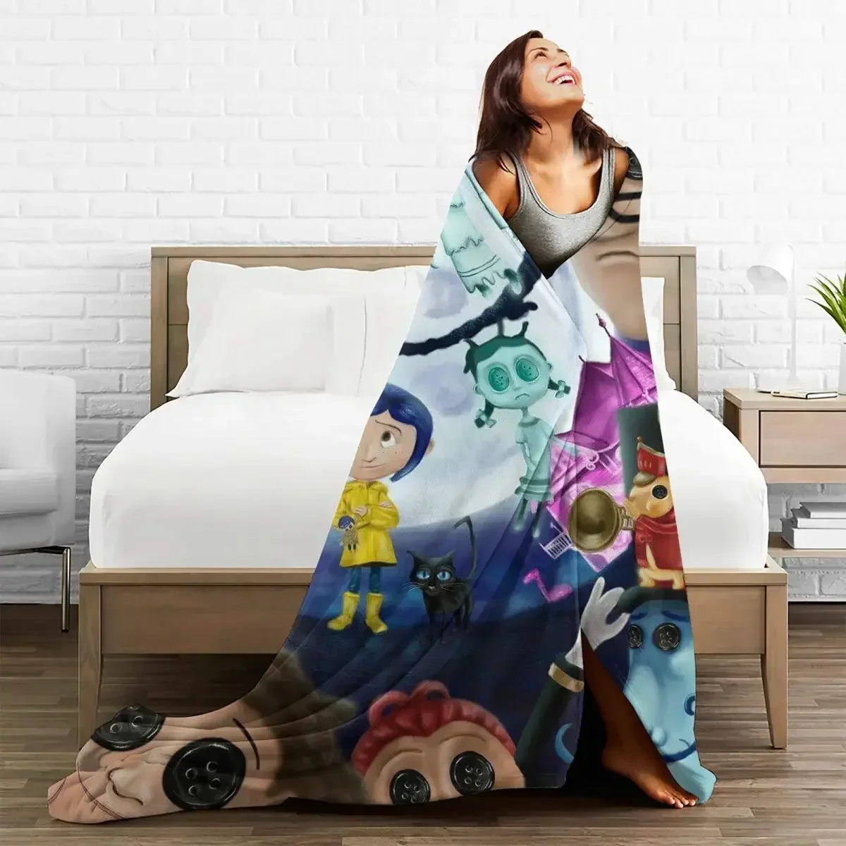 Manta de franela Coraline The Secret Door manta tiroxtaante para cama sofá edredón fino felpa анимеción