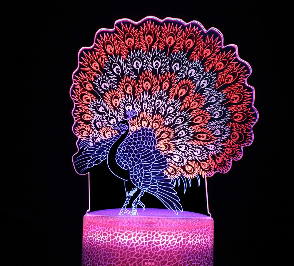 

3 Color Dynamic Stereo Nightlight Animals 3D Illusion Lamp Penguin Rabbit Elephant Color Changing Lights Birthday Gift for Kids