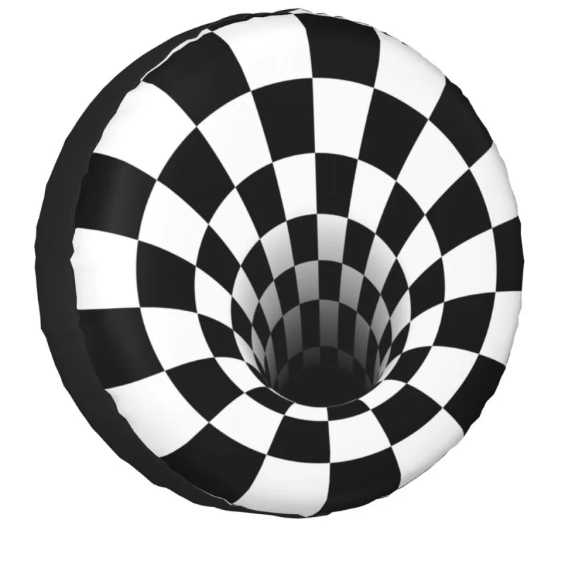 

Оптическая иллюзия черное отверстие запасная крышка шины для Jeep Mitsubishi Pajero Пользовательские Черно-белые шахматные автомобильные колпачки для колес