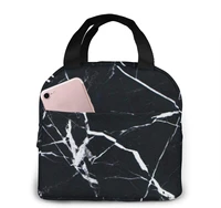 marble black lunch bag for women insulated picnic pouch thermal cooler tote bento cute bag soft lunch box for camping fishing