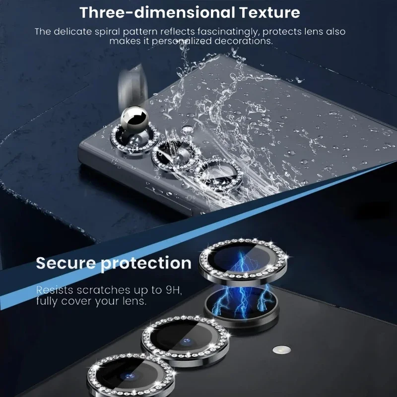 Фото Алмаз для Samsung A55 A35 A54 A34 5G A24 A15 A14 9H закаленное стекло Защитная крышка объектива камеры из сплава Кольцо для Galaxy A 54 №3
