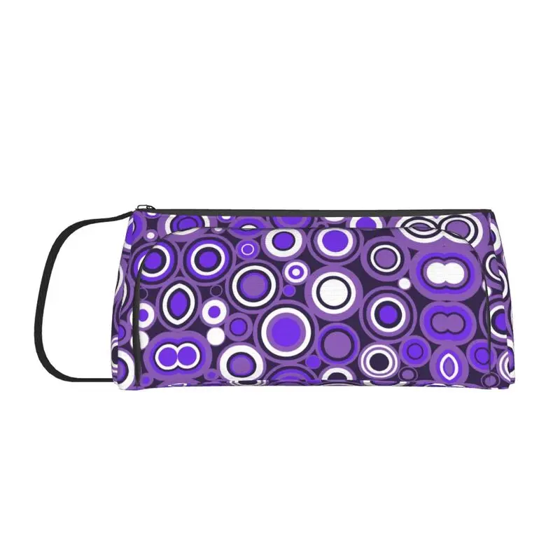 

Ultra Violet Purple And White Circle Pencil Bags for Girl Boy Big Capacity Mid Century Modern Pencil Case School Accessories