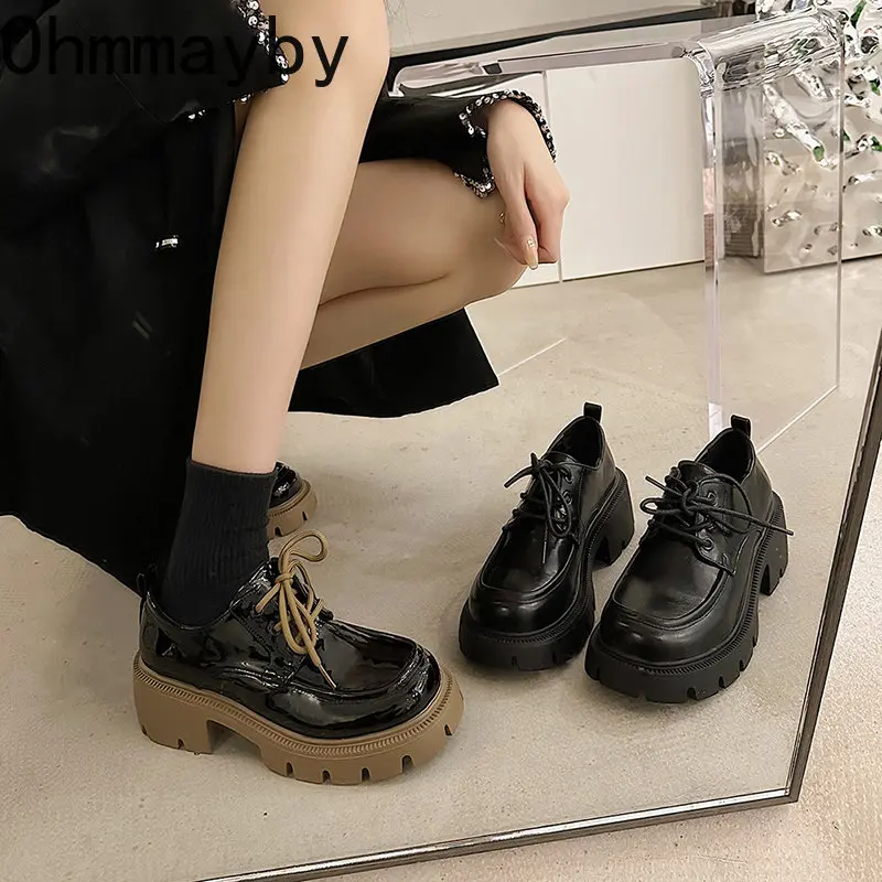 

Туфли униформы женские маленькие кожаные, британская Обувь На Шнуровке Для девушек, Туфли Мэри Джейн в стиле ретро, Лолита, низкая подошва н...