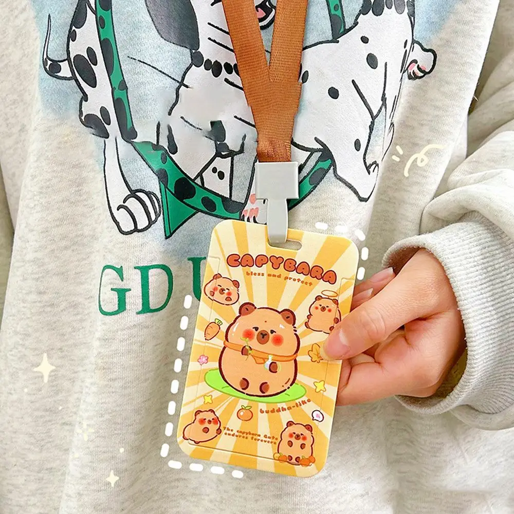 Милый пластиковый держатель для карт с надписью Капибара желтый чехол