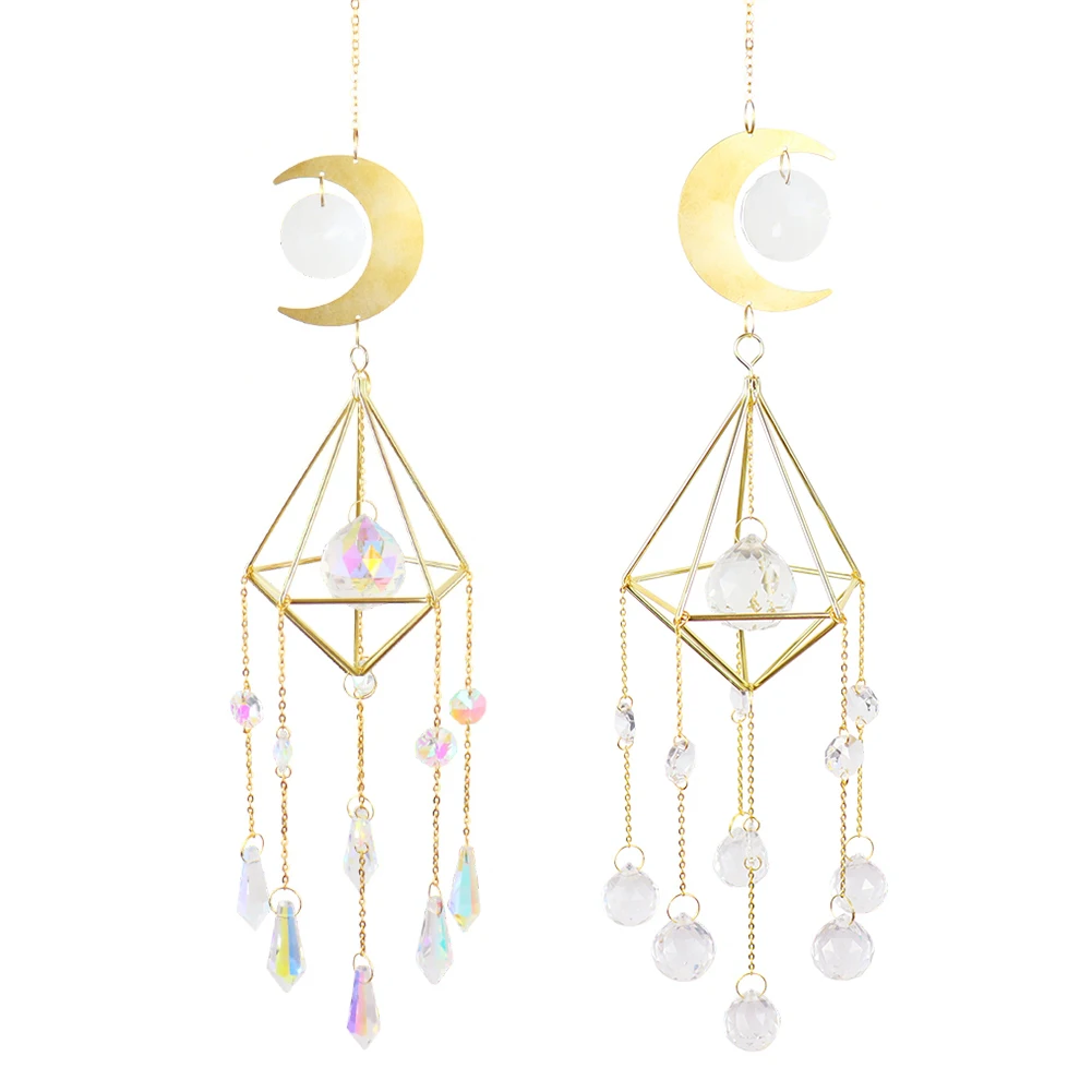 

Crystal Catching Light Wind Chime Moon Prism Diamond Ball Pointed Bead Flower Jewelry Pendant Bead Colorful DIY