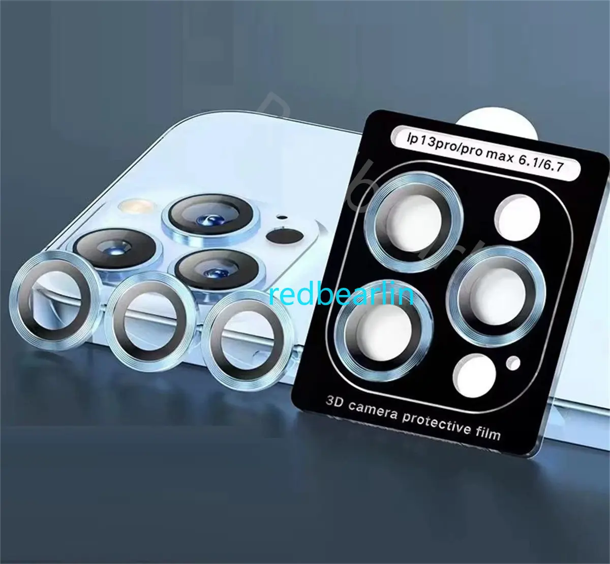 50pcs Colorful Camera Lens Protector Cover on for IPhone 14 13 12 11 Pro Max Metal Ring Protector Lens Glass Film